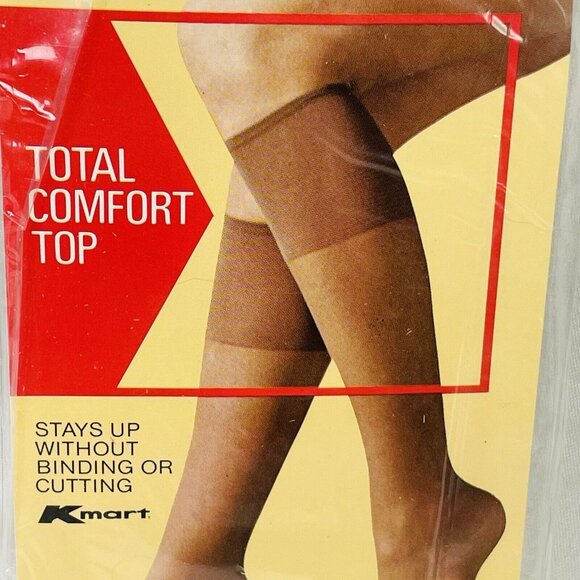 Total Comfort Sandal Foot Brown Mist Knee Hi High Pantyhose 8.5-11 Vintage - Picture 3 of 4